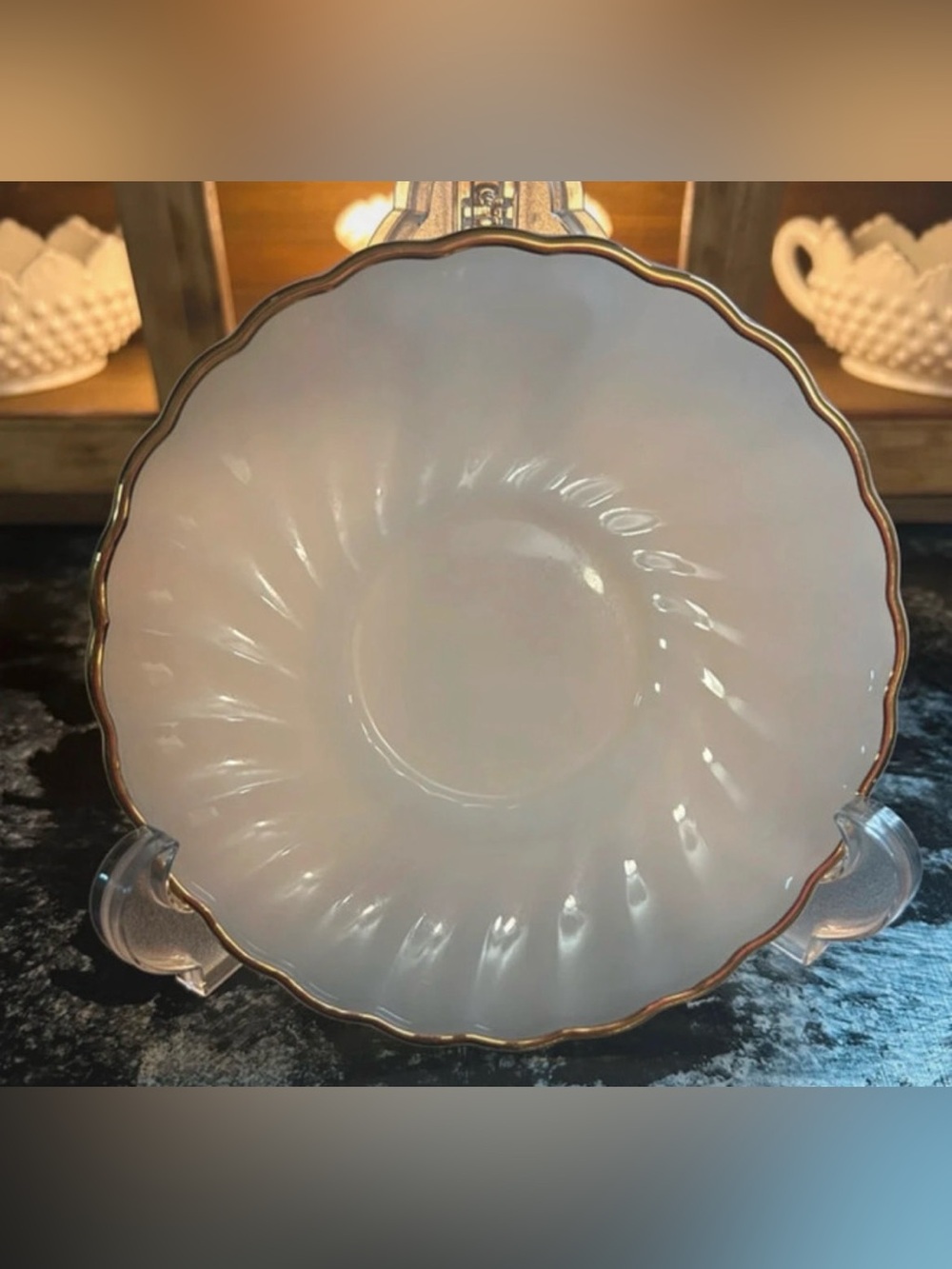 Anchor Hocking Fire-King 6” Milk Glass Saucer